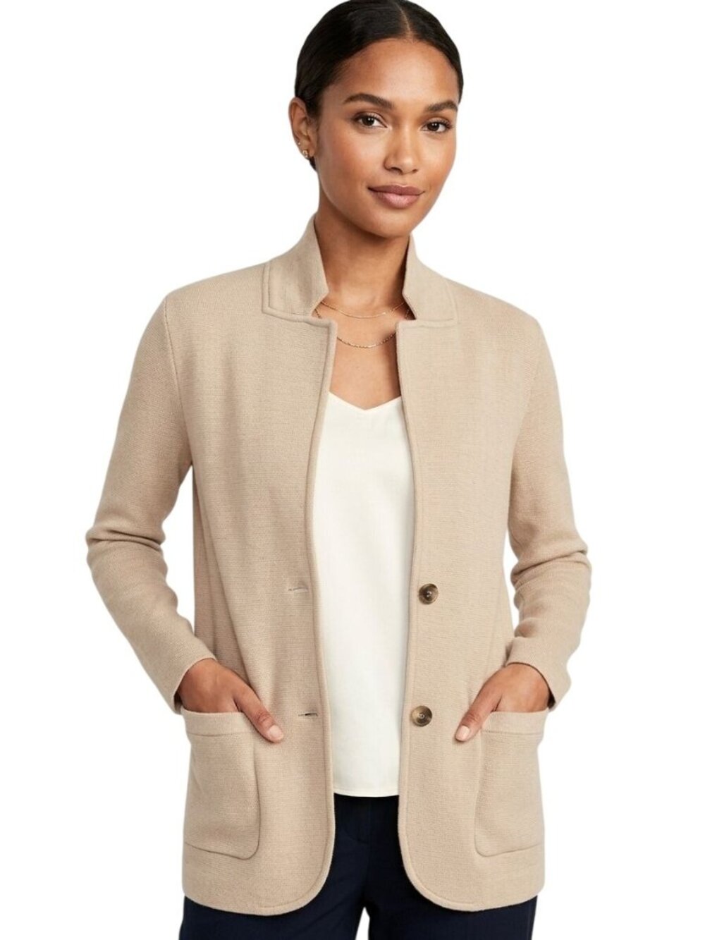 J.Crew Mercantile Camel Cotton Sweater Blazer Preppy Classic Neutral Size S